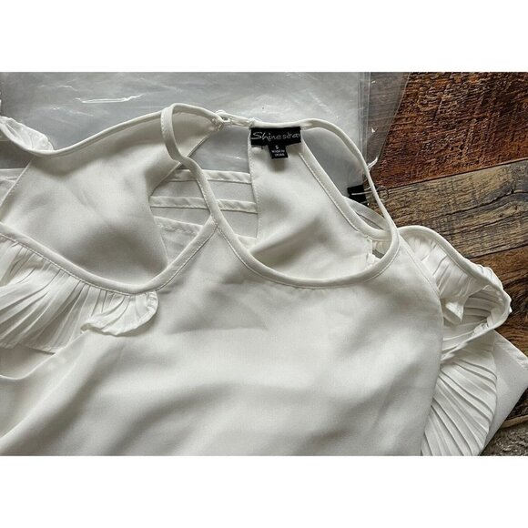SHINESTAR halter drop shoulder blouse top angel sleeve SMALL IVORY - Picture 11 of 11